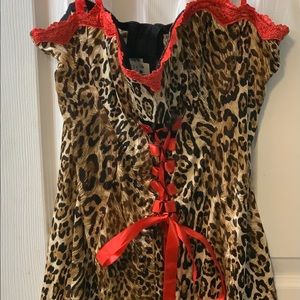 short Red and Leopard Print Lingerie